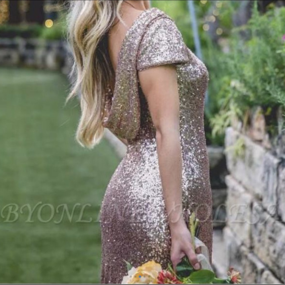 Prom sexy rose gold sequin, or bridesmaid dress